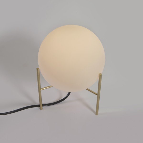 Fehér-aranyszínű asztali lámpa üveg búrával (magasság 22 cm) Seina – Kave Home-image-2