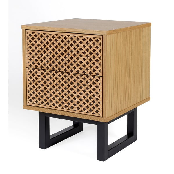 Camden Diamond Print éjjeliszekrény tölgyfa dekorral - Woodman-image-1