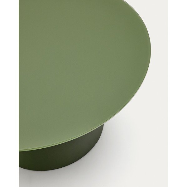 Zöld kerek dohányzóasztal üveg asztallappal ø 80 cm Wilshire – Kave Home-image-3