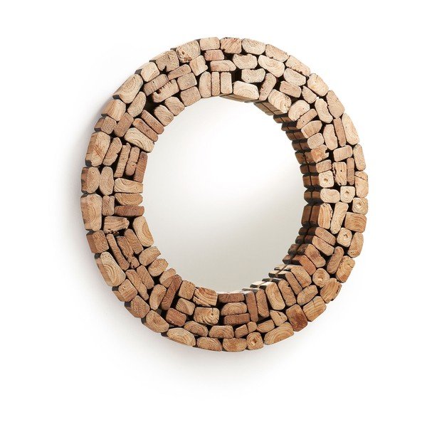 Fali tükör tömörfa kerettel ø 80 cm Eliptic – Kave Home-image-2