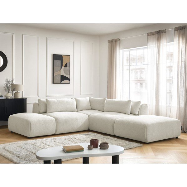 Fehér állítható moduláris sarokkanapé Jana – Bobochic Paris-image-3