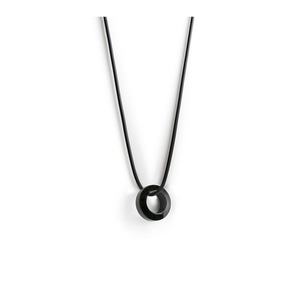 Rondo fekete férfi szilikon nyaklánc fekete színű rozsdamentes acél medállal - Monomen