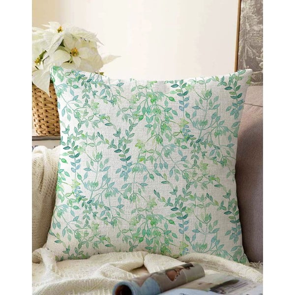Twiggy bézs-zöld pamut keverék párnahuzat, 55 x 55 cm - Minimalist Cushion Covers
