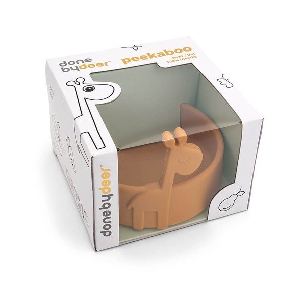 Mustársárga szilikon gyerek tálka Peekaboo Raffi - Done by Deer-image-1