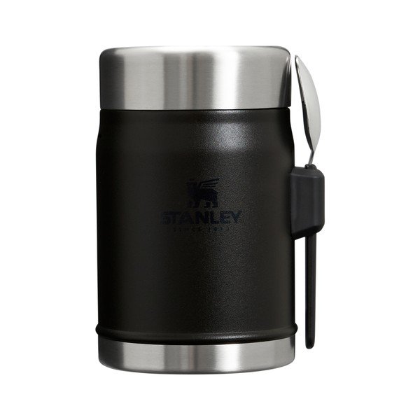 Matt fekete rozsdamentes acél ételtartó termosz 400 ml Legendary Food Jar + Spork Black 2.0 – Stanley