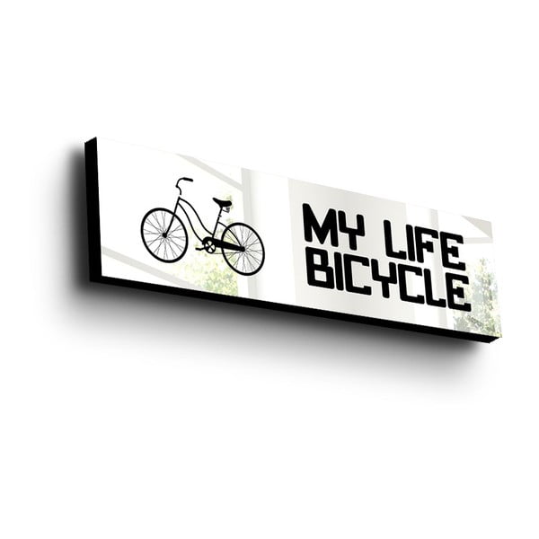 Bicycle tükrös fali dísz fa kerettel, 108 x 28 cm