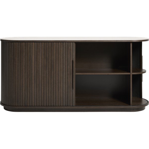 Sötét natúr színű komód kerámia asztallappal tolóajtóval 165x76x45 cm Enna – Unique Furniture-image-2