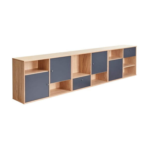 Fekete alacsony komód tölgyfa dekorral 267x61 cm Mistral - Hammel Furniture-image-2