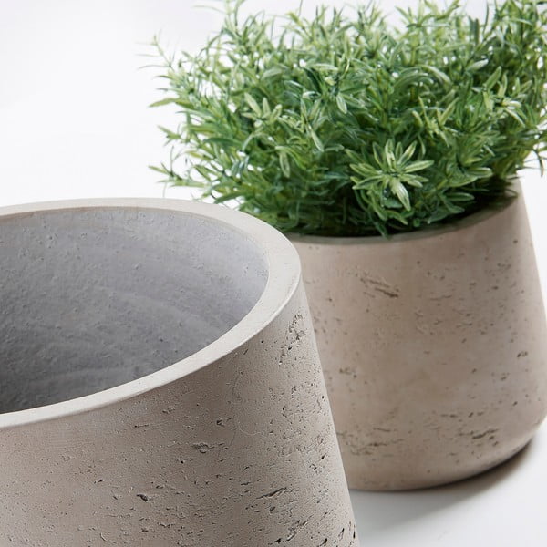 Lux 2 db világosszürke beton virágcserép - Kave Home-image-2