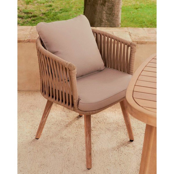 Hemilce akácfa kerti szék bézs kárpitozással - Kave Home-image-1