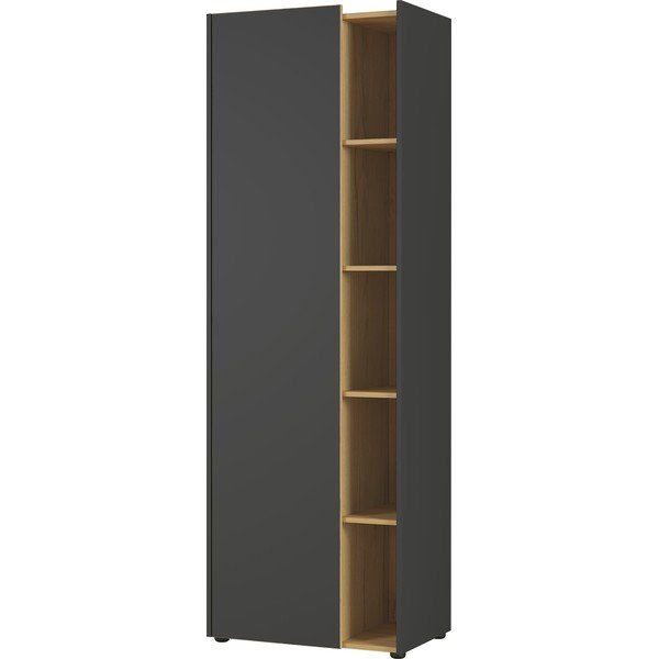 Sötétszürke könyvespolc tölgyfa dekorral 62x188 cm Austin - Germania-image-2