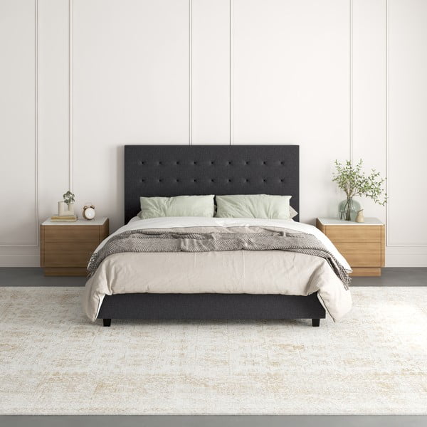 Sötétszürke kárpitozott franciaágy 140x200 cm Emily – Støraa-image-3