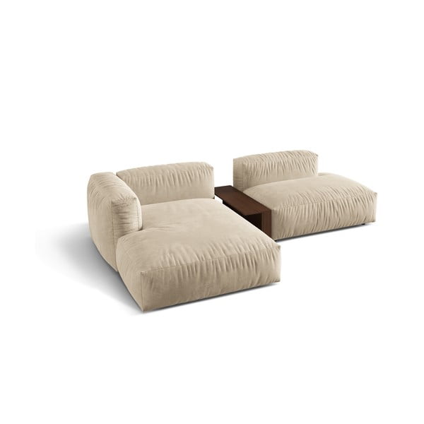 Bézs bársony moduláris sarokkanapé (bal oldali-heverő résszel) Martina – Micadoni -image-3