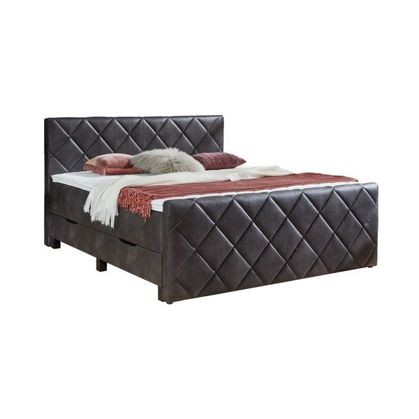 Fekete ágyneműtartós boxspring ágy 180x200 cm Chester – Rojaplast