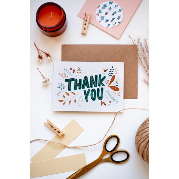 Thank you köszönőkártya újrahasznosított papríból, borítékkal, A6 - Printintin-image-1