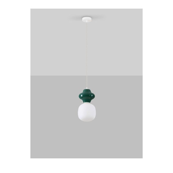 Fehér-petróleum színű kerámia függőlámpa üveg búrával ø 18 cm Clio – Nova Luce-image-3