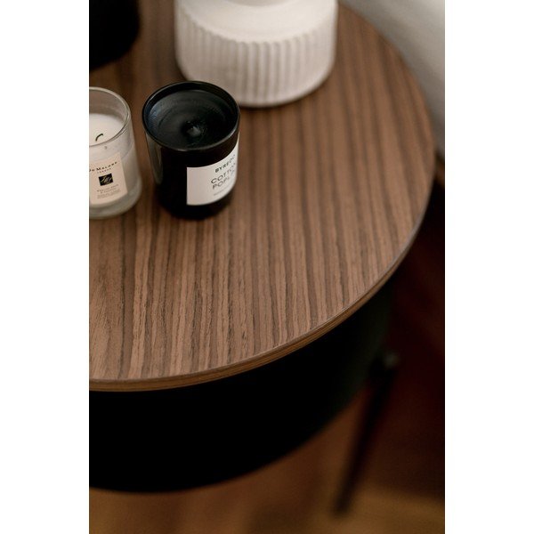 Fekete-sötét natúr színű éjjeliszekrény diófa dekoros asztallappal Tu – noo.ma-image-3