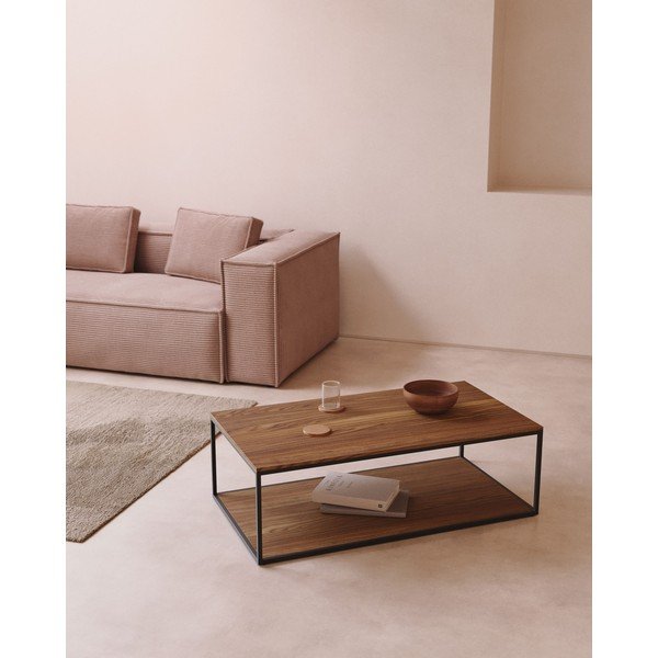 Sötét natúr színű dohányzóasztal diófa dekoros asztallappal 60x110 cm Yoana – Kave Home-image-1