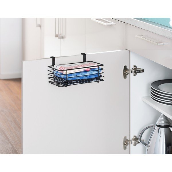 Slim fekete fém függőkosár konyhaszekrény ajtóra, 24 x 15 cm - Wenko-image-1