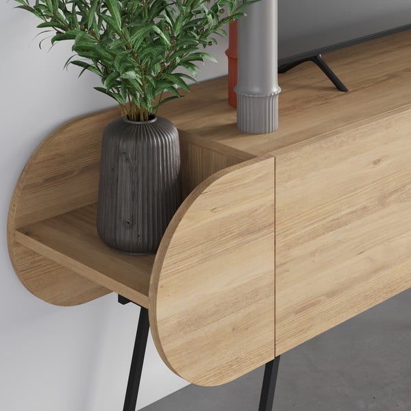 Natúr színű TV-állvány tölgyfa dekorral 195x57 cm Saluso – Marckeric-image-3