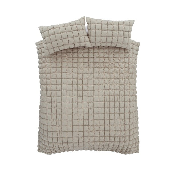Bézs kétszemélyes ágyneműhuzat 200x200 cm Puffer – Catherine Lansfield-image-2