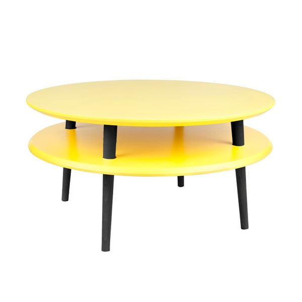 UFO sárga dohányzóasztal fekete lábakkal, ⌀ 70 cm - Ragaba