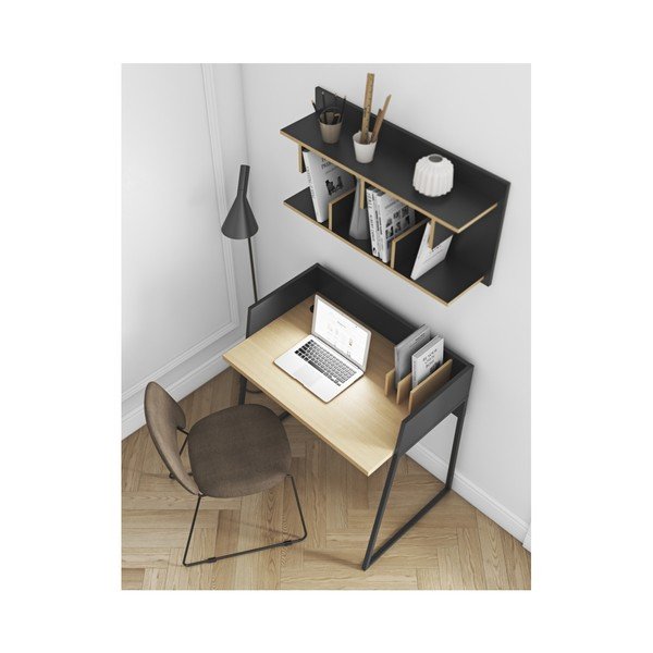 Bern fekete fali polc, hosszúság 90 cm - TemaHome-image-3