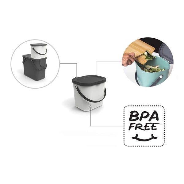 Fehér komposztálható hulladékgyűjtő edény 6 l Albula - Rotho-image-4