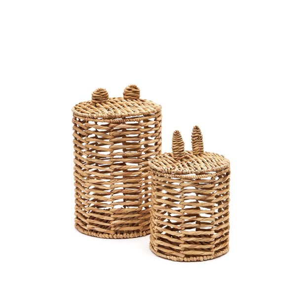 Natúr színű vízijácint játéktároló kosár szett 2 db-os ø 30x50 cm Venezia – Kave Home