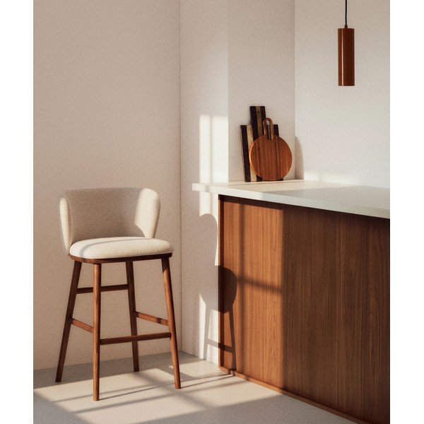 Bézs kárpitozott bárszék (ülésmagasság 75 cm) Ciselia – Kave Home-image-1