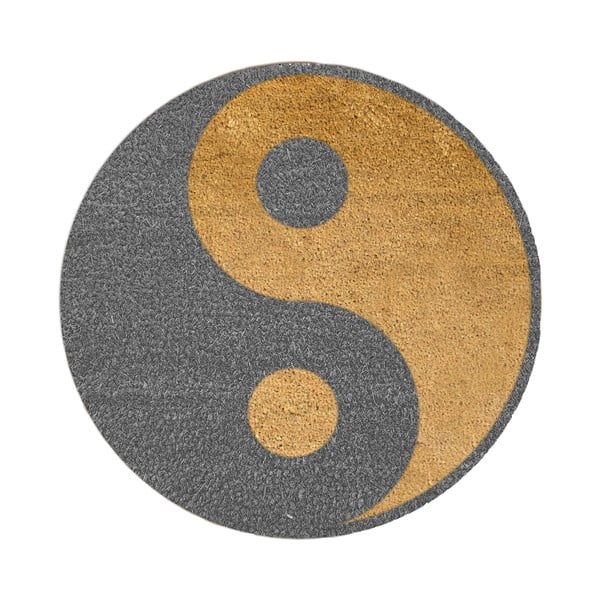 Grey Yin Yang kerek lábtörlő, ⌀ 70 cm - Artsy Doormats