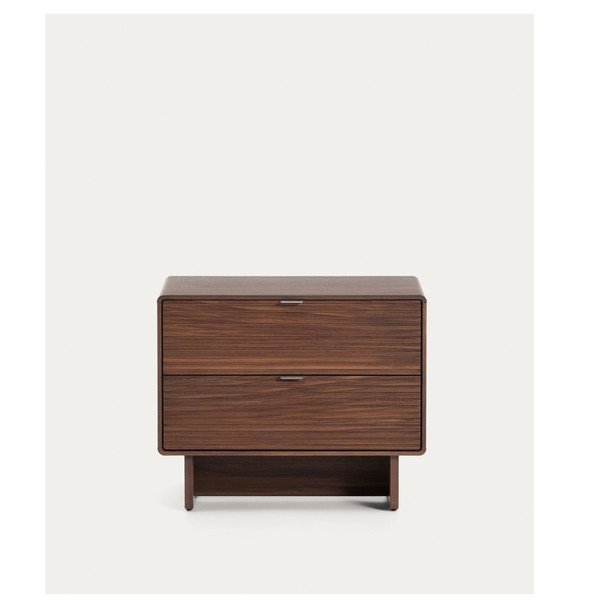 Sötét natúr színű éjjeliszekrény diófa dekorral Norlen – Kave Home-image-4