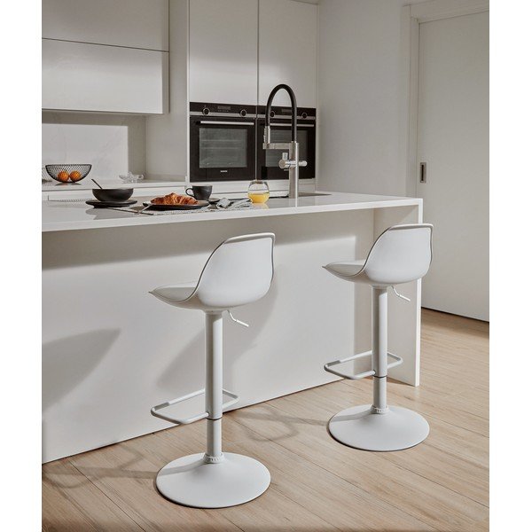 Matt fehér bőrutánzat állítható magasságú bárszék (ülésmagasság 60 cm) Orlando-T – Kave Home-image-1