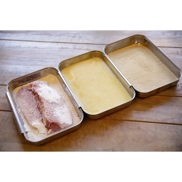 Ezüstszínű rozsdamentes acél panírozó szett – Maximex-image-1