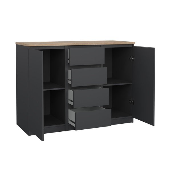 Sötétszürke komód 121x91x50 cm Naia – Tvilum-image-2