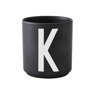 Alphabet K fekete porcelánbögre, 250 ml - Design Letters