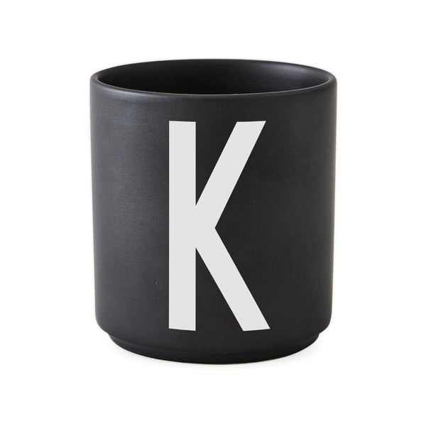 Alphabet K fekete porcelánbögre, 250 ml - Design Letters