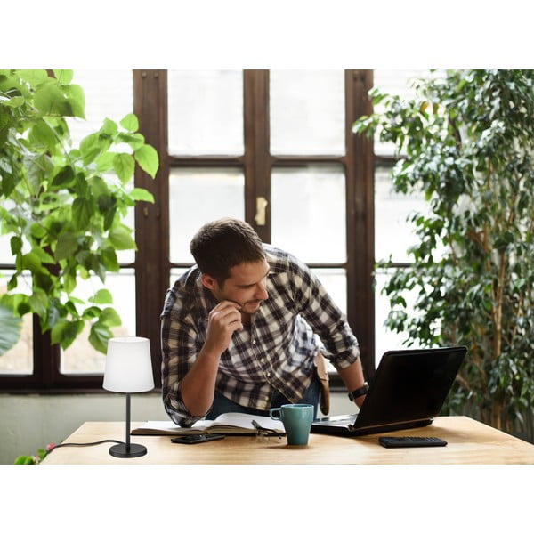 Fekete-fehér asztali lámpa textil búrával (magasság 30 cm) Eve – Fischer & Honsel-image-1