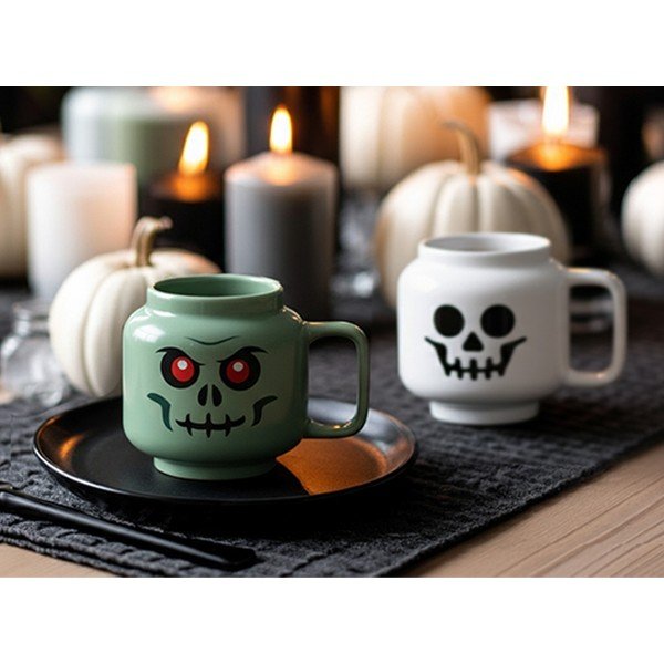 Zöld kerámia gyerek bögre lattéhoz 255 ml Skeleton – LEGO®-image-3