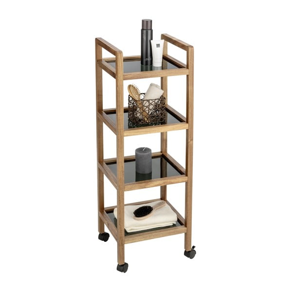 Fekete-natúr színű akácfa fürdőszobai polcos állvány 35x101,5 cm Fondi – Wenko-image-2