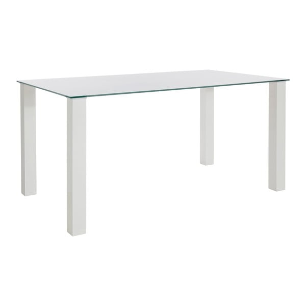Støraa fényes fehér étkezőasztal edzett üveg asztallappal, 90 x 160 cm - Støraa