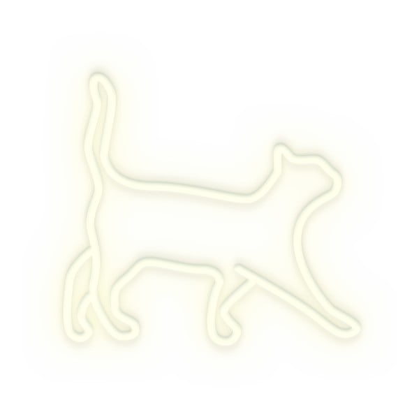 Cat fehér világító fali dekoráció, 40 x 37 cm - Candy Shock-image-1