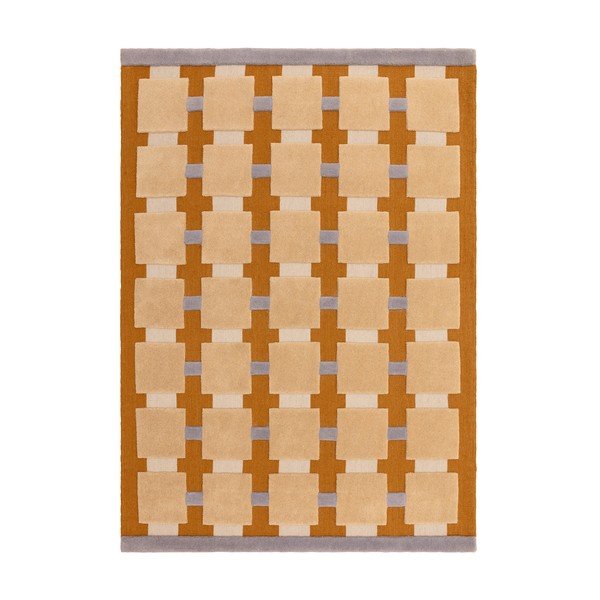 Okkersárga kézi szövésű gyapjúkeverék szőnyeg 120x170 cm Mallory – MADE