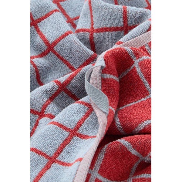 Piros-világoskék pamut fürdőlepedő 90x150 cm Grid – Jotex-image-3