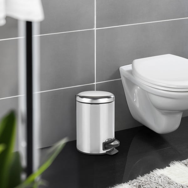 Leman Shiny ezüstszínű pedálos szemetes, 3 l - Wenko-image-1