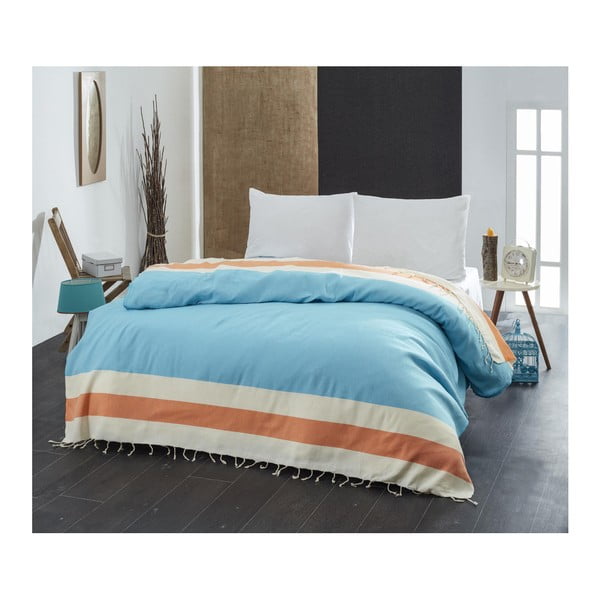 Buldan TO könnyű türkiz-narancssárga ágytakaró, 200 x 235 cm
