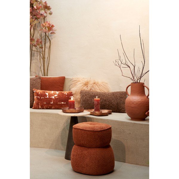 Narancssárga buklé puff Leyla – Light & Living-image-1