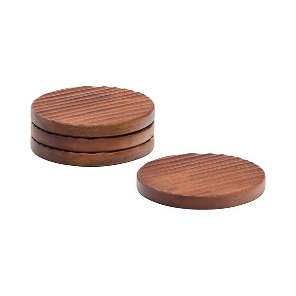 Sötét natúr színű fa poháralátét szett 4 db-os Rommu – Kave Home