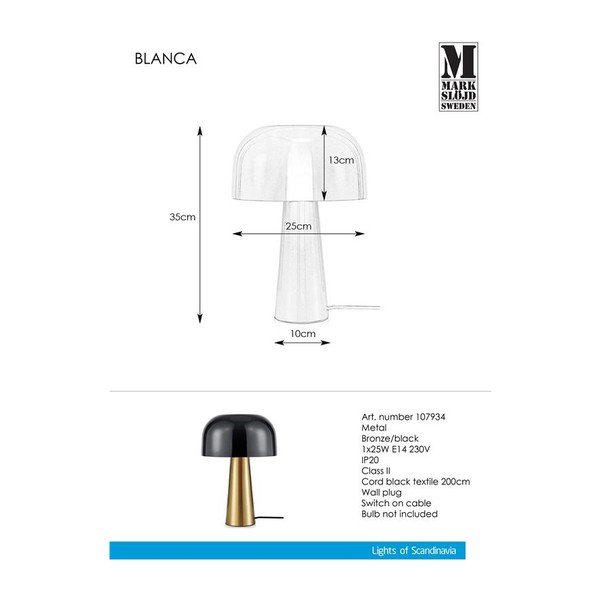 Blanca rézszínű asztali lámpa fekete lámpaburával - Markslöjd-image-2