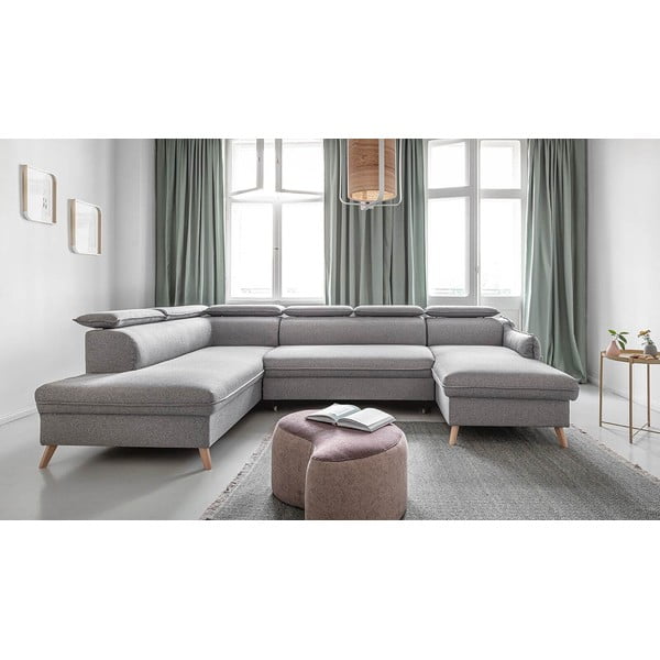 Világosszürke kinyitható sarokkanapé (bal oldali) Sweet Harmony – Miuform-image-3